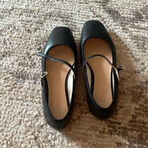 J crew Quinn square toe Mary Jane flats in snake embosse leather